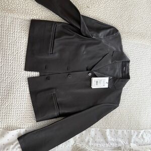 Theory Black Blazer with Notched Lapels and Structured Shoulders